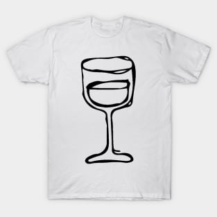 Wine Glass Doodle Black T-Shirt